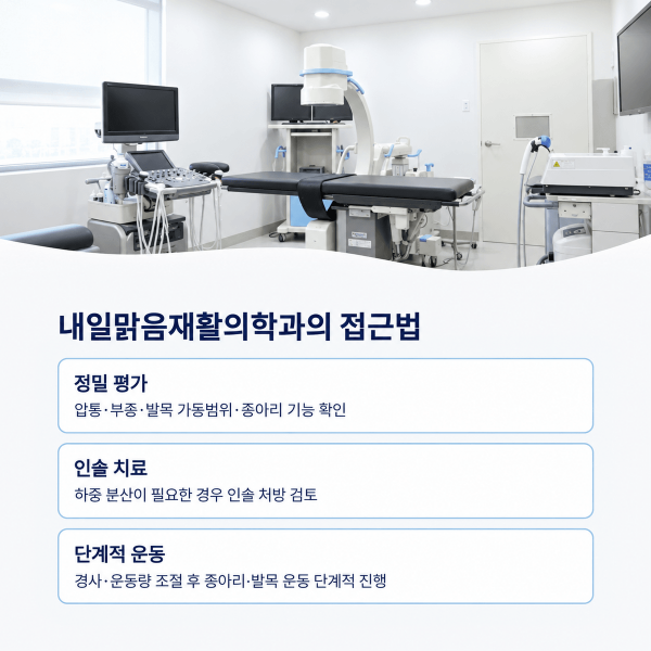 발목과 종아리 기능을 평가하는 내일맑음재활의학과 진료실