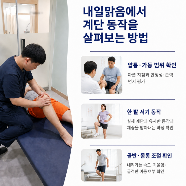 압통과 가동 범위, 한 발 서기 동작과 골반 몸통 조절을 확인하는 삼양동 재활의학과 진료 과정