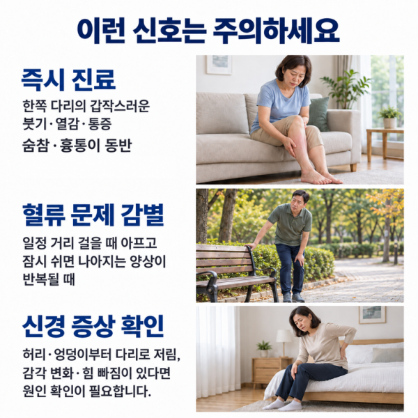종아리 붓기 열감 혈류와 신경 증상 등 주의 신호