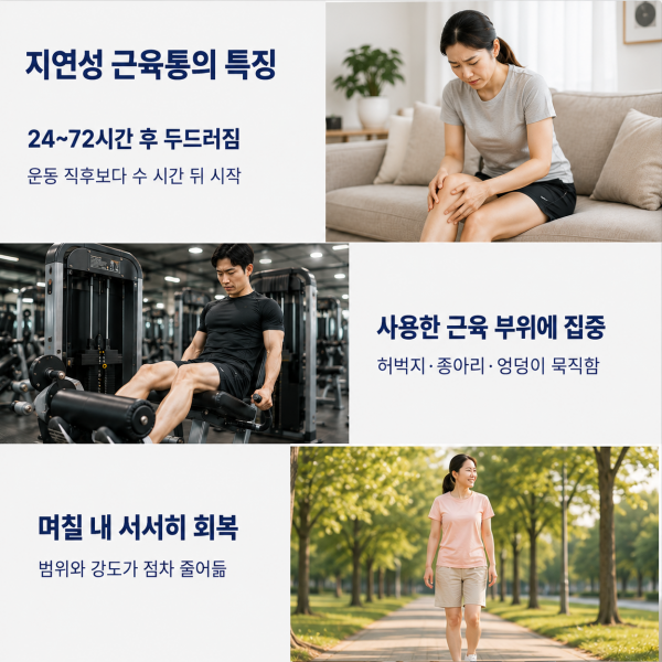 지연성 근육통의 특징을 정리한 미아동 재활의학과 안내 이미지